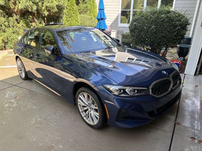 Blue BMW after a full-service detail